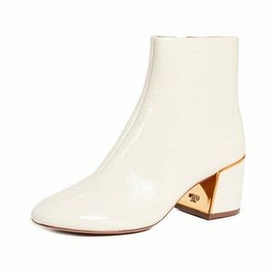 Tory Burch Juliana Cream Patent Leather Boots